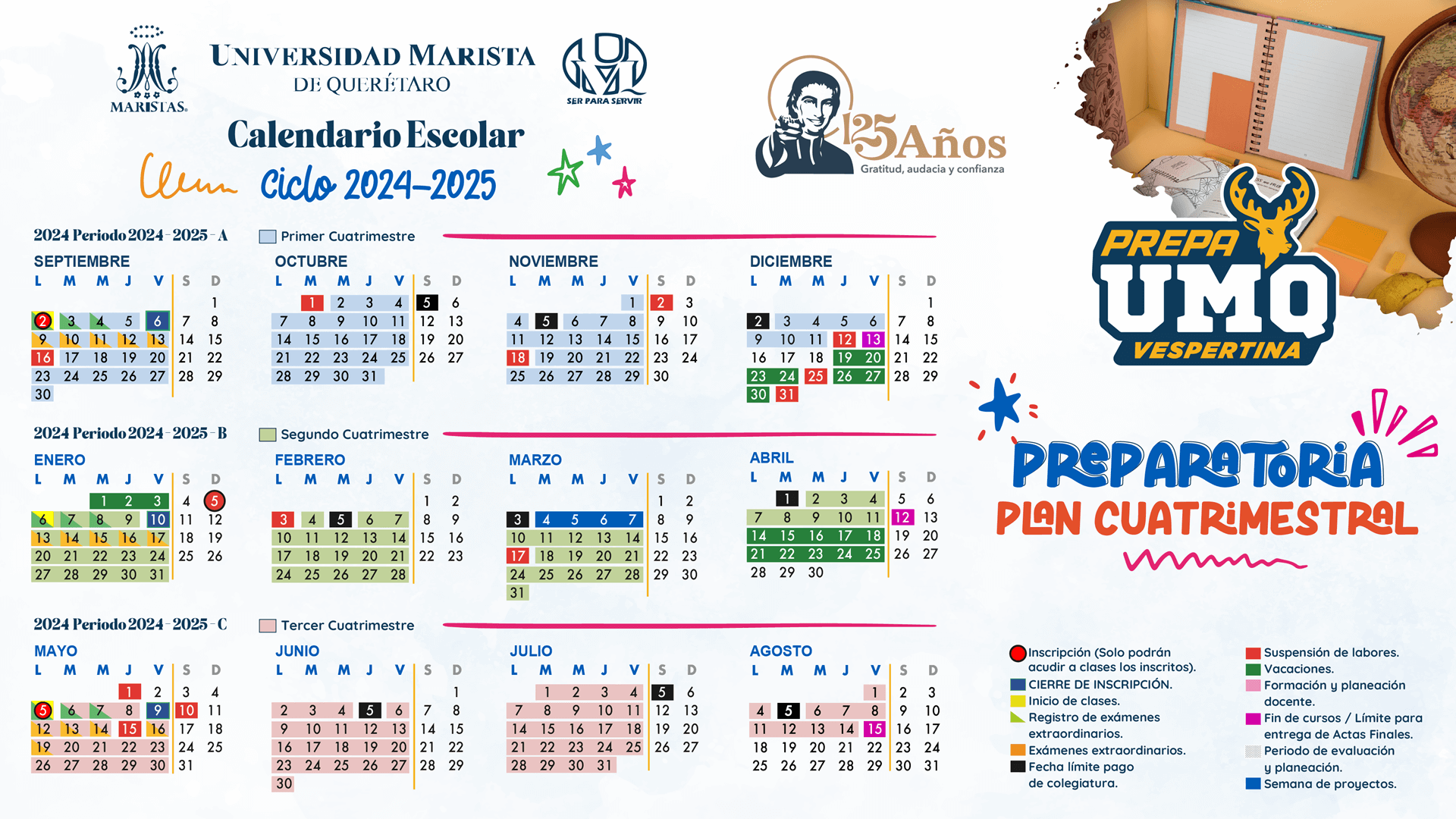 Calendario escolar 2024 a 2025 querétaro preparatoria 3